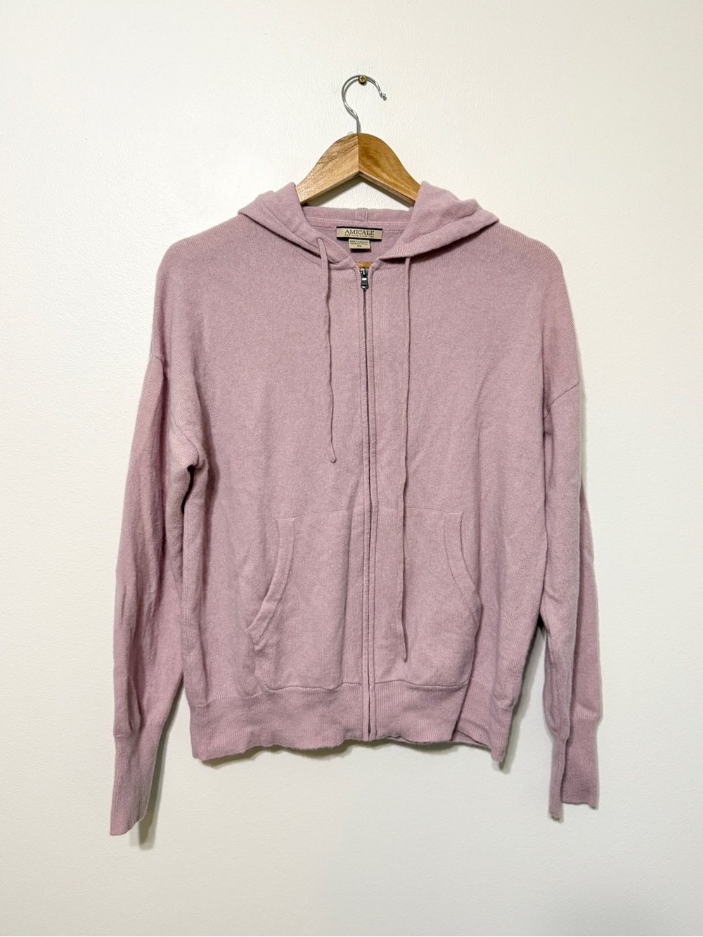 Amicale Cashmere Sweater Women's XL Full Zip Hoodie Pink Purple